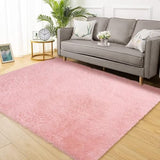 Garvee Fluffy & Sheepskin Light Pink 4x6 Area Rug for Bedroom Plush Rug Non-Slip 4x6 Carpet Shaggy Rug for Living Room Bedroom Dining Room Kitchen Office Nursery Home Decor,Pink - Light Pink