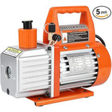 Garvee 9.6CFM 1HP Dual-Stage Rotary Vane Vacuum Pump + High Flow Rate + Heat Dissipation + Aluminum Alloy + Ergonomic Handle + Oil Window + For AC Repair, Resin Degassing - Orange