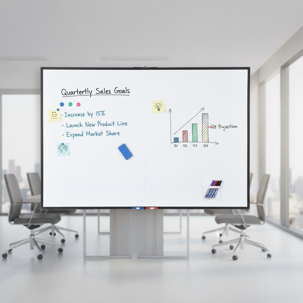 Garvee Magnetic Whiteboard 60x40 Inch - Large Dry Erase Board for Wall with Aluminum Frame & Deep Pen Tray - Smooth Writing Surface for Office, Classroom, Home & Conference Room