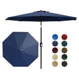 Garvee 10' Patio Umbrella with Crank Lift & Push Button Tilt, Table Umbrella Outdoor Patio 8 Sturdy Ribs for Yard, Deck, Pool, Navy Blue - Navy Blue