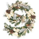 Garvee Prelit Christmas Garland with 20 Lights, Outdoor Christmas Garland with Gold Christmas Balls Pine Cones Antlers for Fireplace Mantel Porch Indoor Home Holiday Decorations
