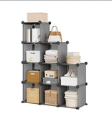 Garvee Cube Storage Organizer 9-Cube Stackable Shelving for Bedroom Living Room Office 37x13x49 Inch Grey - Grey