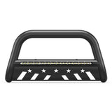 Garvee Bull Bar with LED Light Bull Bar Brush Push Front Bumper Grill Grille Guard with Skid Plate, 3" Push Bar Tubing Grille Guard Replacement for Toyota Tacoma 2016-2023