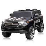 Garvee Ride - P Series: 12V Toyota Land Cruiser Kids' Car: Remote, LED, 3 Speeds, Dual 45W Motors, USB Music, Seat Belt, CPC & ASTM Approved - Black - Black - Police