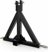 Garvee 3 Point 2" Trailer Hitch Receiver, Steel Drawbar Adapter with 7/8" Pin Tube for Category 1 Tractor - Black | With Gloves