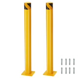 Garvee Safety Bollard 2 Packs, 42 Inch Height Rope Safety Barriers, 4.5 Inch Diameter, Safety Steel Bollard Post with 8 Anchor Bolts, for Traffic Control, Driveway Barrier, Parking Pole Yellow - Yellow
