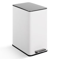 Garvee 4 Gallon Stainless Steel Step Trash Can with Removable Inner Bucket and Soft-Close Lid for Bathroom Living Room and Office, White