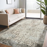 Garvee Modern Farmhouse Large Rug 8x10 Washable Indoor Area Rug Low Pile Non Slip Distressed Floor Cover Ultra Soft Non-Shedding Aesthetic Carpet for Living Room Bedroom Nursery, Camel - Camel