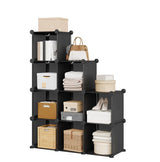Garvee Cube Storage Organizer 9-Cube Stackable Shelves for Bedroom Living Room Office 37x13x49 Inch Black - Black