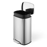 Garvee Kitchen Trash Can, Smudge Resistant Rectangular Garbage Can with Soft-Close Foot Pedal, Brushed Stainless Steel, 50L/13 Gallon