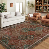 Garvee Area Rug 6x9 Machine Washable Rugs Oriental Living Room Rug Floral Bedroom Rug Non-Slip Stain-Resistant Large Dining Room Rugs with Rubber Backing,Soft Non Shedding Non Skid Vintage Carpet - Red