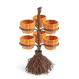 Garvee Halloween Pumpkin Snack Bowl Stand,Collapsible Party Trays,Halloween Candy Bowl,Broomstick Snack Bowl Stand,Perfect for Serving Snacks, Salad, Dessert, Halloween Party Supplies(5bowls)