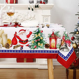 Garvee Christmas Tablecloth, Christmas Table Cloths Rectangle 52 x 70 Inch, Santa Claus Xmas Tree Decorations Farmhouse Rustic Party Outdoor Table Decor Christmas Table Cover - Santa Claus