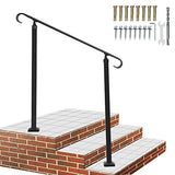 Garvee Outdoor Steps Handrail, Fits 1-3 Steps, Matte Wrought Iron