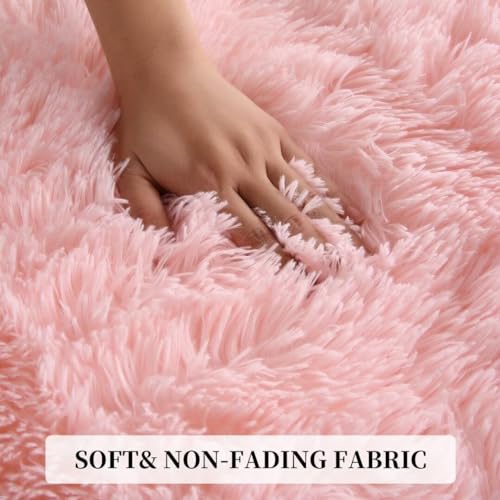 Garvee Fluffy & Sheepskin Light Pink 5x8 Rugs for Bedroom Plush Rug Non-Shedding & Easy Care, Living Room Rugs Fuzzy Rug Living Room Decor