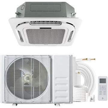 Garvee 18000 BTU Ceiling Cassette Mini Split AC, 8-Way 360° Airflow, Remote Controller, Ductless Cooling&Heating Ceiling Air Conditioner, 208/230V, 25ft Kit