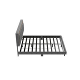 Garvee Full Size Velvet Upholstered Platform Bed with Adjustable Tufted Headboard, Heavy Duty Metal Foundation, Wood Slats, Noise-Free Design, Easy Assembly, Gray - Dark Gray