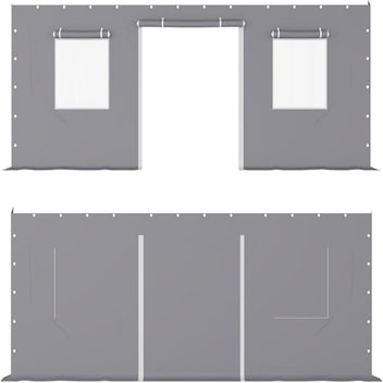 Garvee Carport Sidewall Replacement 1020-1320-180G Waterproof UV Protected Heavy Duty 180gsm PE Material Roll-Up Doors Mesh Windows Gray Garage Shelter