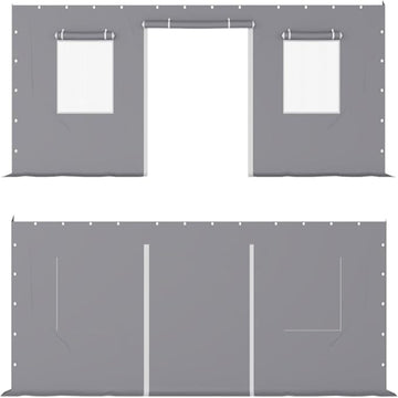 Garvee Carport Sidewall Replacement 1020-1320-180G Waterproof UV Protected Heavy Duty 180gsm PE Material Roll-Up Doors Mesh Windows Gray Garage Shelter