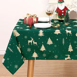 Garvee Christmas Table Cloth Rectangle 60x120 Inch, Waterproof Holiday Xmas Deer Tree Kitchen Farmhouse Christmas Table Decorations for Home Dining Party, Oblong Table Cloth for Indoor Outdoor, Green - Green