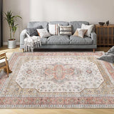 Garvee Washable Floral Print Area Rug, 3x5 Traditional Vintage Boho Indoor Carpet, Non-Shedding Low Pile Floor Mat with Non-Slip Rubber Backing for Bedroom Living Room Dining Room Office, Beige - Beige