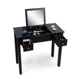 Garvee Vanity Table Set with Flip-Top Mirror, Detachable Partition, 2 Drawers for Women Bedroom, Mid Century, Black