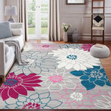 Garvee Area Rug 9x12 Large Bohemian Rug Living Room Rug Moroccan Floral Rug for Bedroom Non-Slip Retro Modern Floral Carpet Print Rug for Dining Room Guest Room Office,9x12 - Light Gray