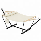 Garvee 2-Person Double Hammock with Adjustable Steel Stand, Beige Portable Patio Hammock for Garden, Beach & Backyard - Beige