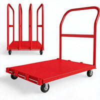Garvee Heavy Duty Folding Platform Truck – 2000 lbs Capacity Steel Cart – 37x24" Flatbed with Side Handrails – 5" 360° Swivel Wheels – Easy Storage for Office & Warehouse – Red | Two Brake Wheels + Two Global Wheels