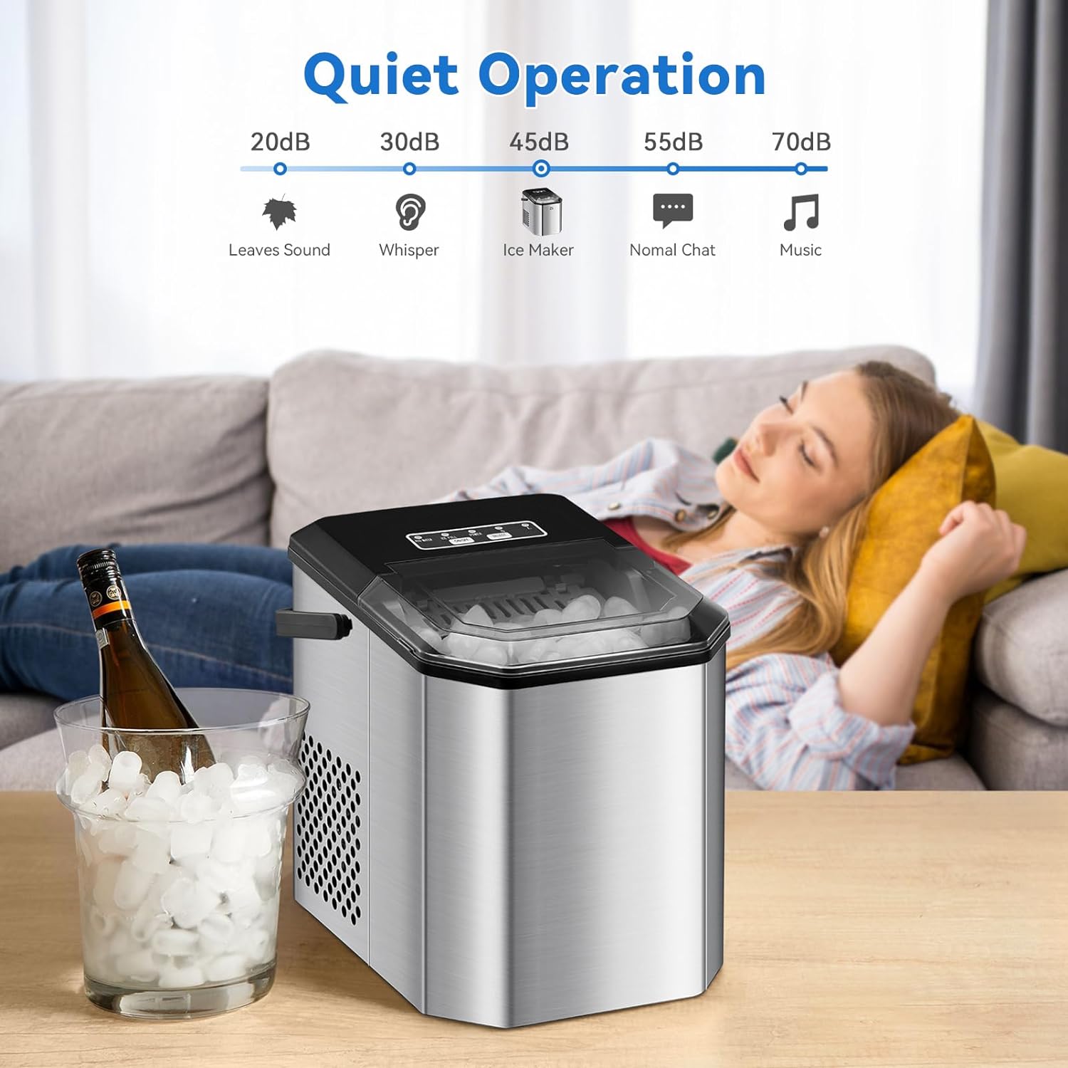 Garvee Ice Maker Machine for Home and Comerical Purposees,26lbs/24H Countertop Ice Maker with Ice Scoop and Basket Portable Self-Cleaning Ice Cube Maker for Home Kitchen Office Bar Party