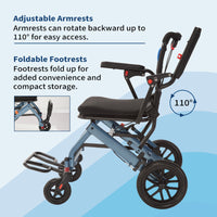 Garvee Portable Folding Wheelchair, Travel Wheelchair with handbrake, Ultra-Light Wheelchair for The Elderly and Children(16in Seat Width 8in PVC Rear Whee)