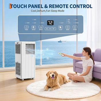 Garvee 8000 BTU Portable Air Conditioner, 3 In 1 AC Unit Built-In Cool, Dehumidifier & Fan for Rooms Up to 350 Sq.Ft, Energy Saving AC with Remote/24H Timer for Dorms/Indoor Rooms - White