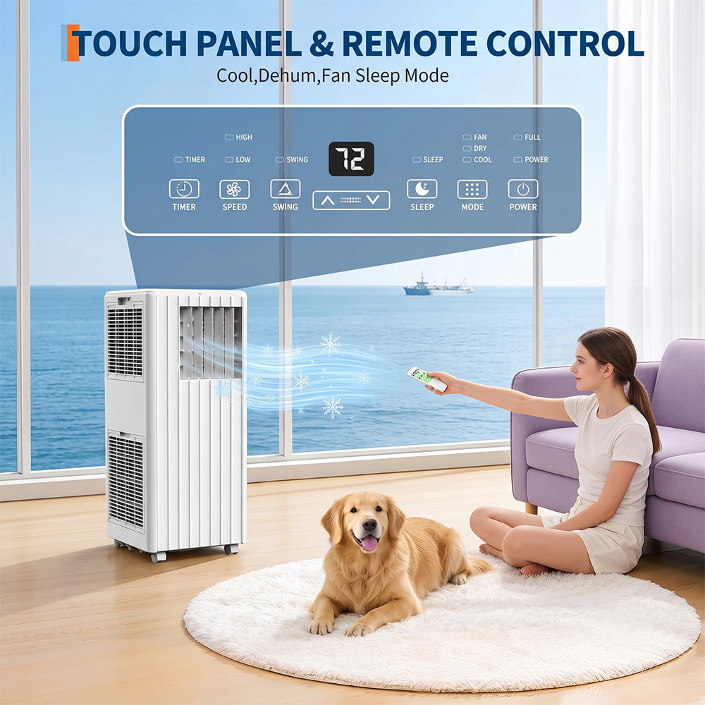 Garvee 8000 BTU Portable Air Conditioner, 3 In 1 AC Unit Built-In Cool, Dehumidifier & Fan for Rooms Up to 350 Sq.Ft, Energy Saving AC with Remote/24H Timer for Dorms/Indoor Rooms - White
