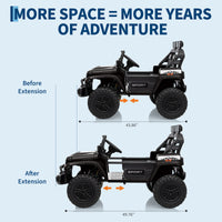 Garvee Ride - P Series: 24V Ride On Car, 4WD 2 Seater Kids' Electric Vehicle Truck with Remote Control, Adjustable Footwell Ride On Truck, 3 Speeds, Led Lights, Bluetooth, Black