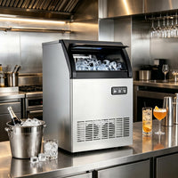 GARVEE Ultra-Quiet 120Lbs Ice Maker with Dual Water Inlet, 33Lbs Storage, perfect for Restaurants,Cafes, Hotels & Events