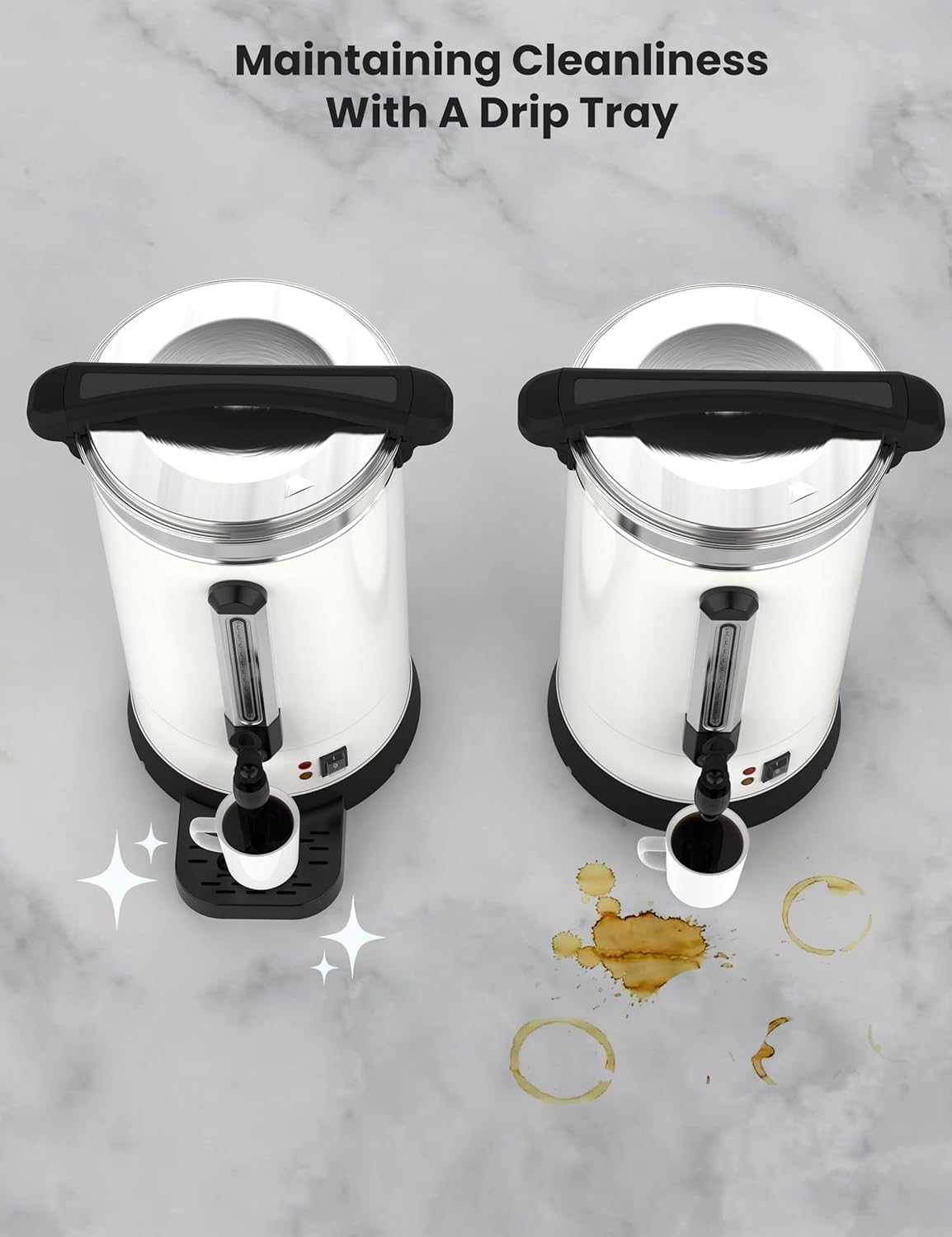Garvee 100 Cups Coffee Urn,14L/3.8 Gallon Double Wall Commerical Coffee Maker for Buffet Catering Wedding Gathering,Large Capacity Hot Coffee Dispenser,Stainless Steel Hot Water Urn