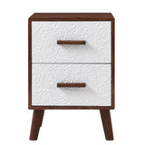 Garvee TV Stand Media Entertainment Center for TVs Up to 70" Brown White MDF with Embossed Patterns Drawer for Living Room - Brown+White