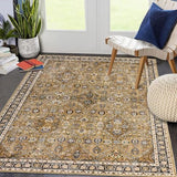 Garvee Area Rug 5x7 Machine Washable Rugs Oriental Living Room Rug Floral Bedroom Rug Non-Slip Stain-Resistant Dining Room Rugs with Rubber Backing,Extra Soft Non Shedding Non Skid Vintage Carpet - Yellow