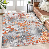 Garvee Boho Chic Abstract Rug Orange Multi 5x7 Machine Washable Rug Colorful Rug Non Slip Non Shedding Throw Rug Stain Resistance Living Room Rug for Apartment Playroom - Orange Multi