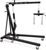 Garvee Engine Hoist With Lever 2 Ton 4000 Lbs Heavy Duty Folding Cherry Picker Hydraulic Lift For Garage Car Shop Auto Repair Black - Black
