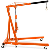 Garvee 2-Ton Folding Engine Hoist Hydraulic Shop Crane Lift With 6 Casters Telescopic Boom For Garage Workshop Factory Orange - Orange