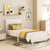 Garvee Queen Size Bed Frame with Headboard and Footboard, Solid Wooden Slat Support, White, Easy Assembly Platform Bed for Bedroom - White