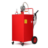 Garvee 30 Gallon Fuel Caddy, Stainless Steel with Manual Transfer Pump, 4-Wheel Mobile Design for Cars, Trucks, Boats, and Lawn Mowers, Red - Red