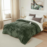 Garvee Heated Blanket King Size with Dual Control, Velvet Soft Fast Heating Blankets King, 4 Heat Settings & 10H Auto Off, Machine Washable, ETL Certified Electric Blanket, 90"x100" Green