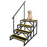 Garvee 4 Step RV Stairs with Handrail, Hot Tub Steps Metal with Non-Skid Tapes, Portable Stairs Steps for RV, Mobile Home Stairs Travel Trailers, Camper, Hot Tub, Ground-Pool for Indoor & Outdoor - Black and yellow