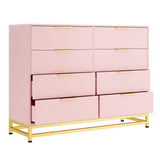 Garvee 8 Drawer Dresser, TV Stand Dressers Chest with Metal Handles, Wood Storage Dresser for Bedroom, Living Room, and Entryway, Pink - Pink