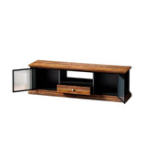 Garvee TV Stand Modern Design with 2 Storage Cabinets and Drawer for Living Room Bedroom Black and Brown