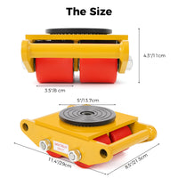 Garvee Industrial Machinery Dolly 6 Ton Capacity Heavy Duty Carbon Steel 360° Rotation Anti-Skid Cover 4 PU Wheels for Workshops Warehouses