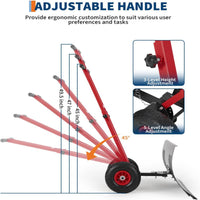 Garvee Snow Shovel 29x14 in Heavy Duty Metal 5-Position Angled Blade Adjustable Handle Wheels for Driveway Sidewalk Winter Use