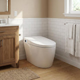 Garvee One Piece Smart Toilet with Bidet, Auto Open/Close, Foot Sensor Lift, Auto Silent Flush, Heated Seat, Warm Air Dryer, LED Night Light and Remote Control, White - White